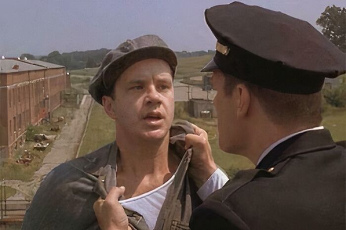 In Shawshank Redemption (1994), Andy Dufresne Thinks The Best Option To Win Favor With The Meanest Prison Guard Is By Sneaking Up Behind Him On A Roof And Asking If He Trusts His Wife. It Works