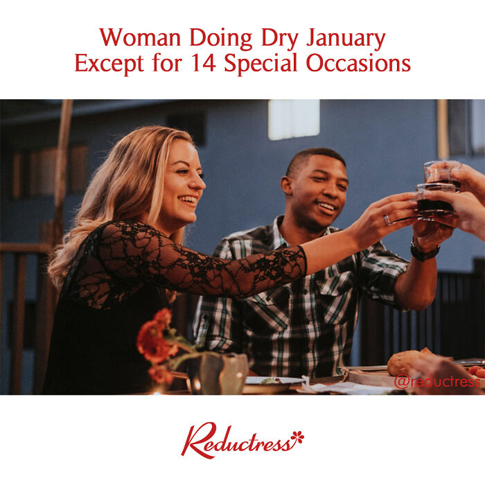 Happy group toasting drinks at a dinner table, illustrating funny fake article headlines from Reductress online magazine.