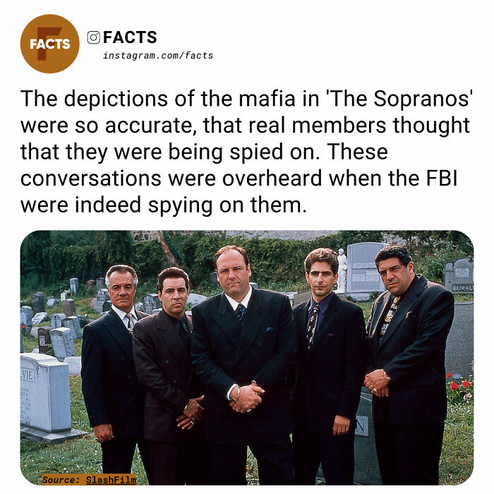 Cast of 'The Sopranos' in suits in a graveyard, illustrating intriguing fact about realistic mafia depiction.