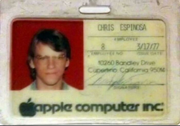 Apple employee ID badge from 1977, showcasing a historic piece of fascinating tech history.