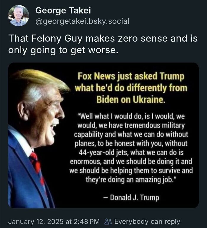 Tweet screenshot showing a facepalm moment with a confusing quote about military strategy from Donald Trump.