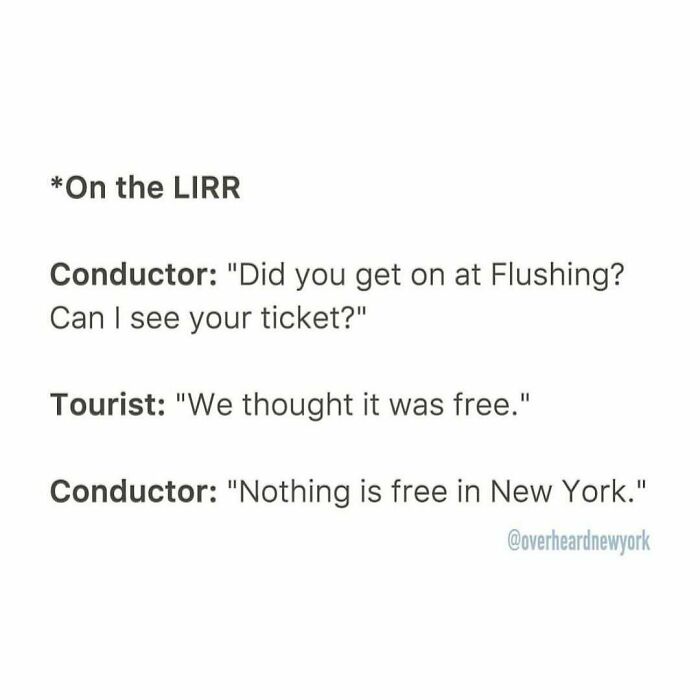 Dialogue on the LIRR with a conductor and tourist, showcasing one of the wildest NYC conversations overheard.