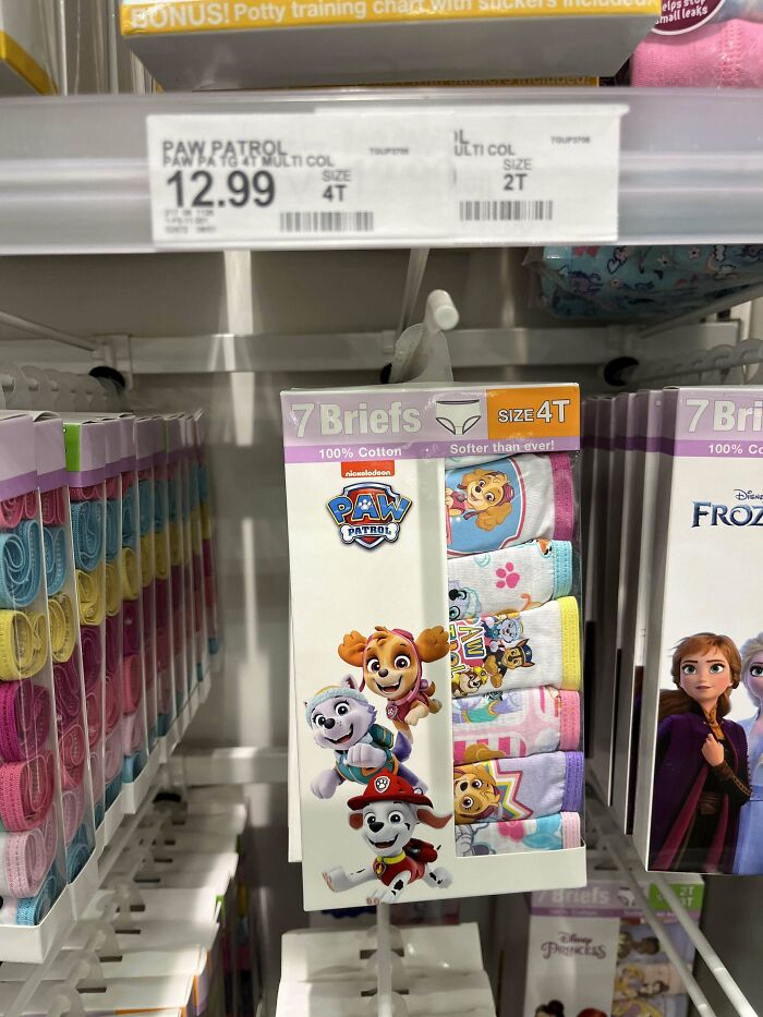 "Paw Patrol kids' briefs on display, promoting the rewarding experience of being a dad."