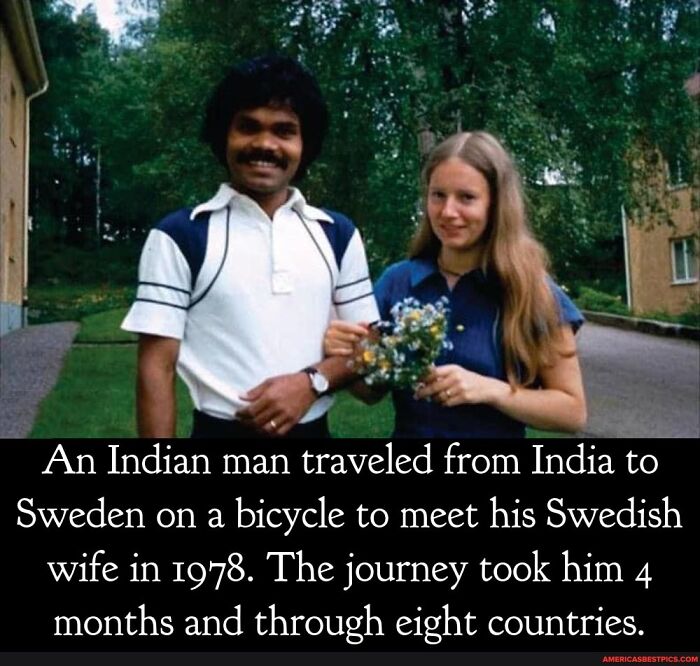 Indian man and Swedish woman smiling together, symbolizing long-distance love.