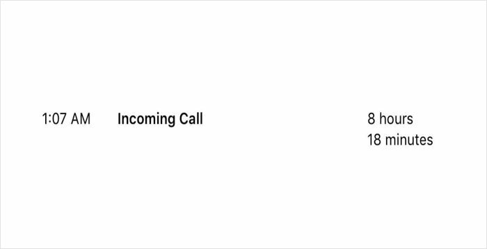 Screenshot showing a long-distance call duration of 8 hours and 18 minutes, proving love wins.