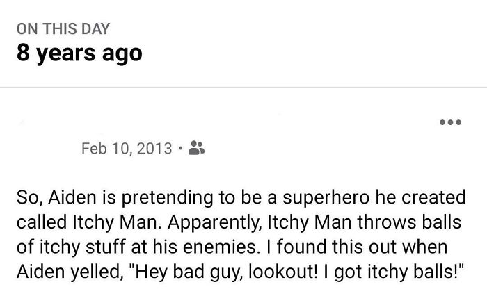 "Child's superhero play sparks humorous parents-kids conversations about Itchy Man's pretend antics."