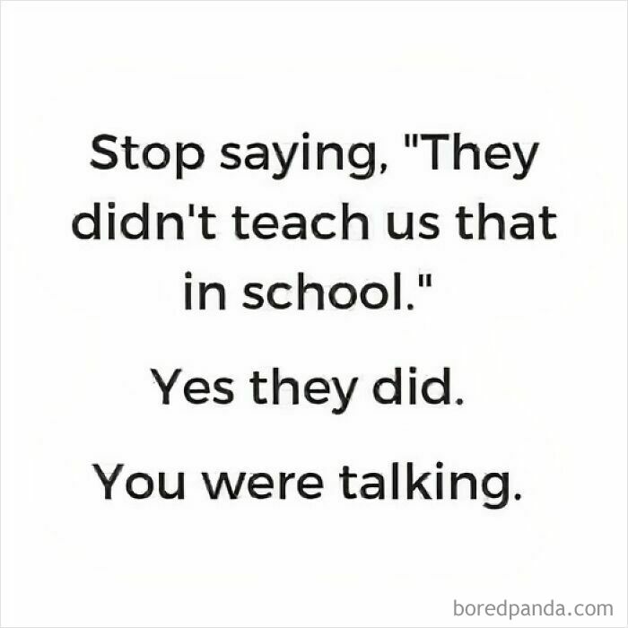 Funny science meme about school lessons and talking in class.