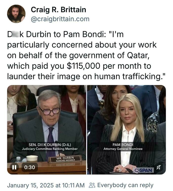 White People Twitter screenshot showing a political exchange about Qatar and human trafficking concerns.