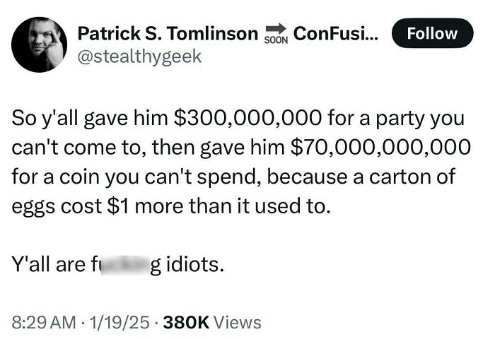 Screenshot of a White People Twitter post calling out economic issues with inflation and government spending.