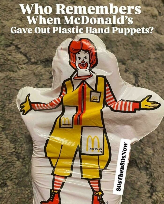 Plastic hand puppet of Ronald McDonald evokes childhood nostalgia.