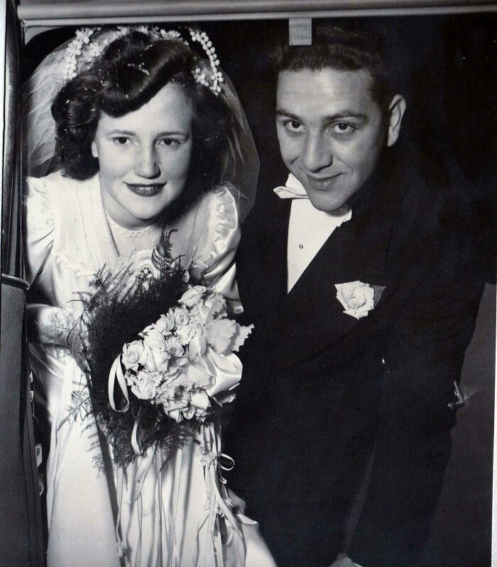 My Grandparents At Their Wedding In 1949. My Great Grandfather (Her Dad) Wouldn’t Pay For The Wedding Because She Married An Italian