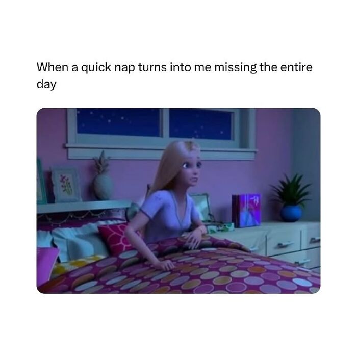 Animated character sitting up in bed looking surprised, illustrating a meme about naps and the circle of idiots theme.
