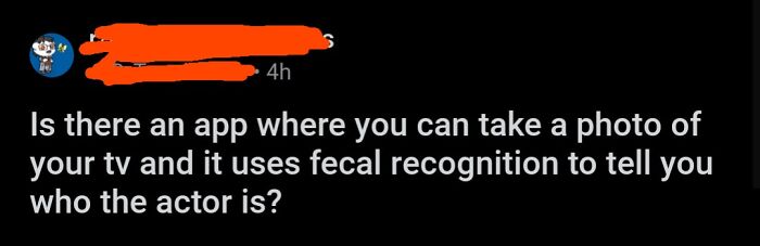 Social media post mistakenly asking for "fecal recognition" app, showcasing dumbest posts.