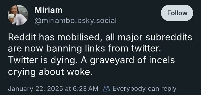 Screenshot of a courageous tweet discussing Reddit banning Twitter links and the decline of Twitter with strong opinions.