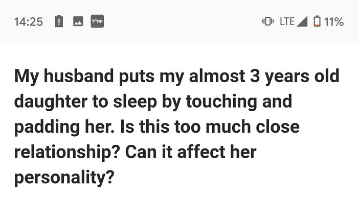 Weird question about close relationship with almost 3-year-old daughter on Quora.
