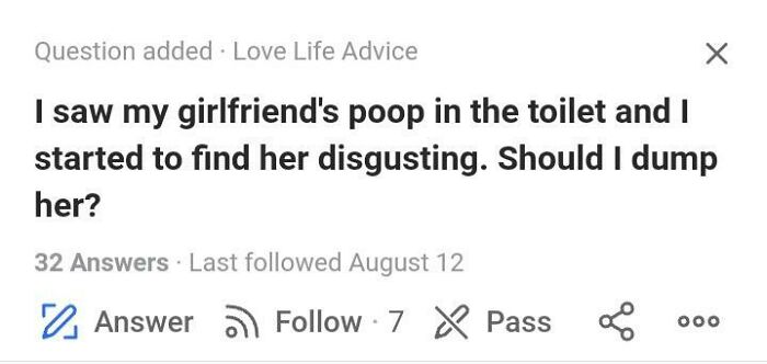 Weird question on Quora about relationship issues discussed in a love life advice section.