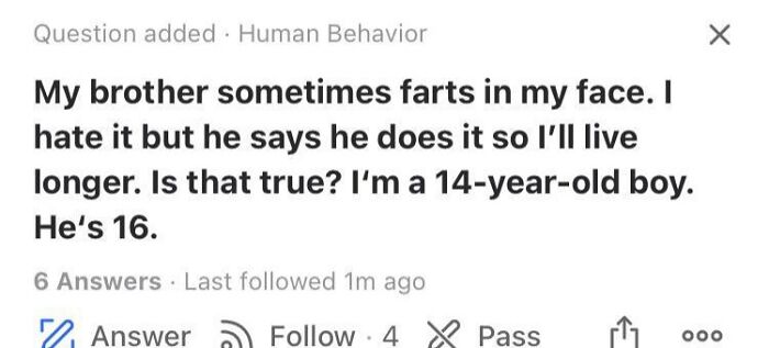 Weirdest question on Quora about the health effects of farting in someone's face.