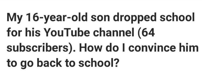 Text from Quora with a weird question about convincing a son to return to school.