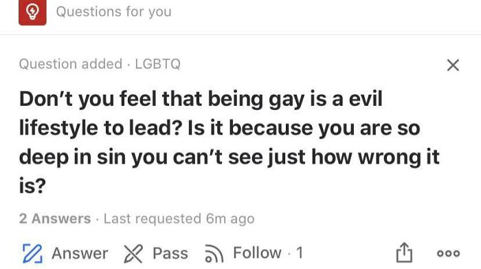A bizarre question about LGBTQ lifestyle on Quora platform.