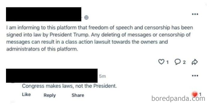 Screenshot of a wild post from an app dedicated to neighbors discussing freedom of speech and censorship.