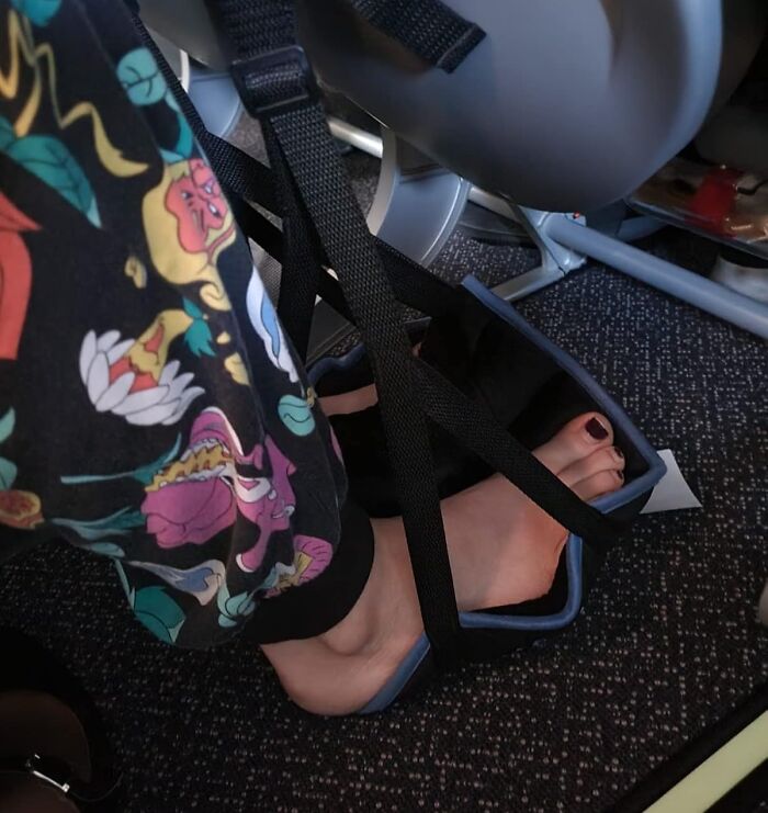 Elevate Your In-Flight Experience (Literally) With A Genius Airplane Foot Hammock That Lets You Hang Loose And Relax, Even In Coach