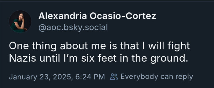 Tweet showing courage with bold statement about fighting Nazis, reflecting bravery in sharing strong opinions on social media.