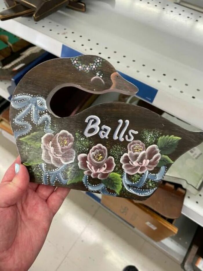 Ornate swan-shaped wooden piece with floral designs from a secondhand find group.