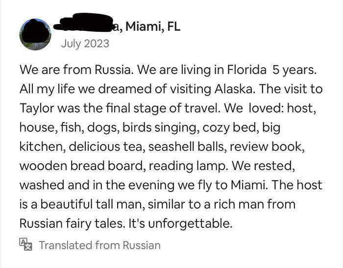 "Funny review about living in Florida and a memorable visit to Alaska with whimsical details."