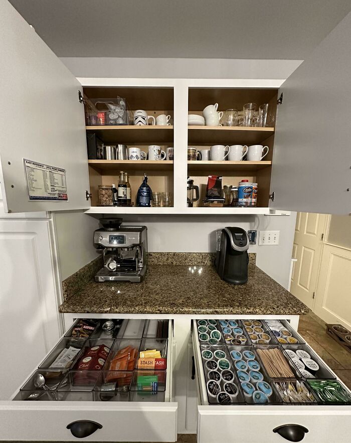 Neat results of next-level organization in a kitchen with organized drawers and cabinets.