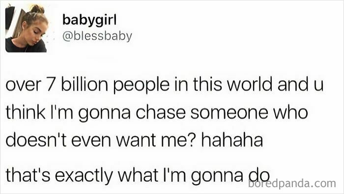 Dating meme humorously about chasing uninterested people.