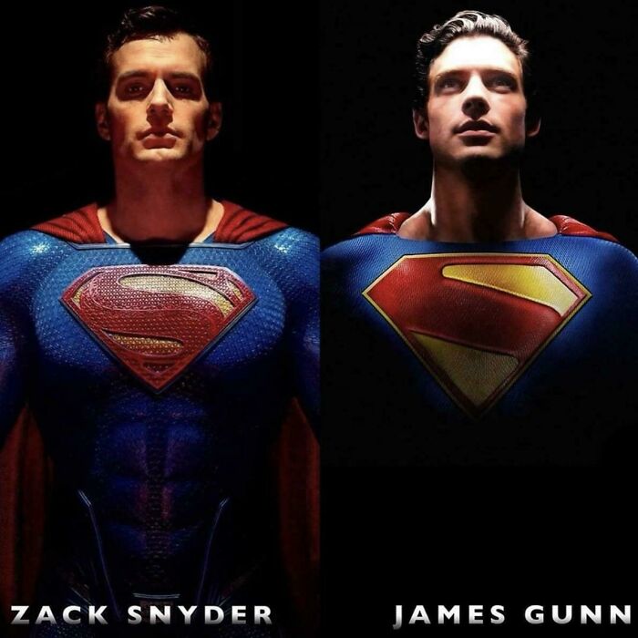 Two versions of Superman costumes side by side, highlighting questionable movie details cinephiles mock online.