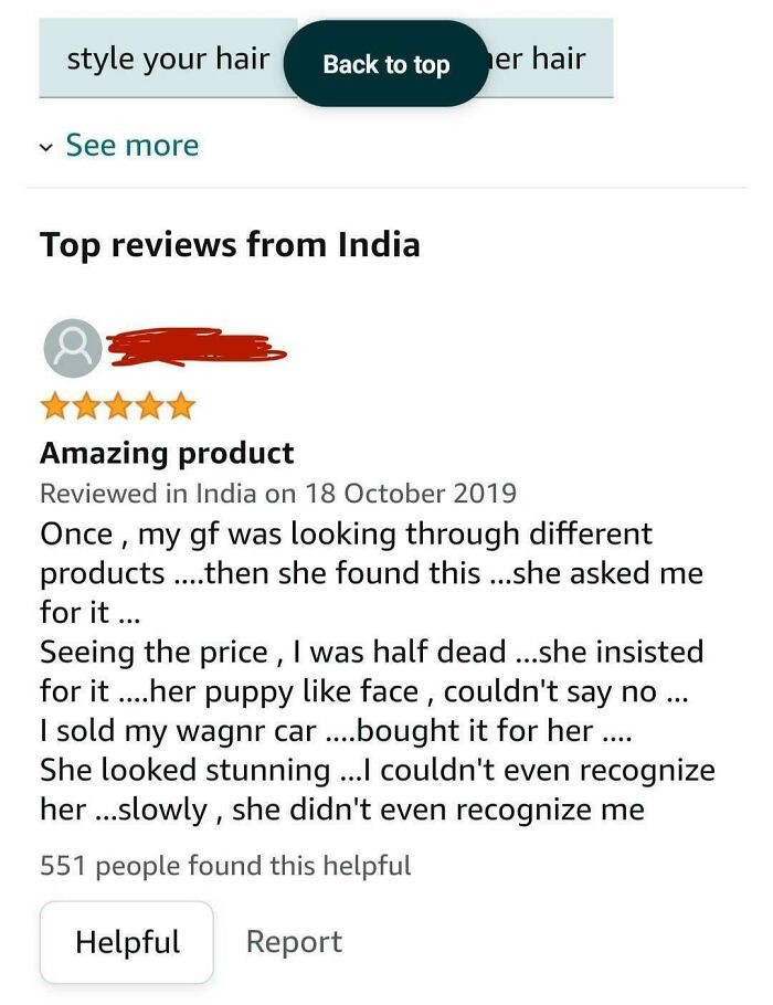 Funny review from India about a product purchase, highlighting a humorous story involving a significant expense.
