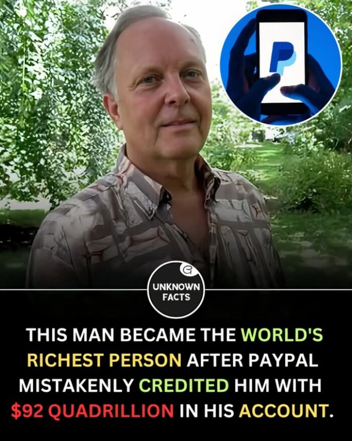 Man in garden, linked to a fascinating fact about becoming world's richest due to a PayPal error.