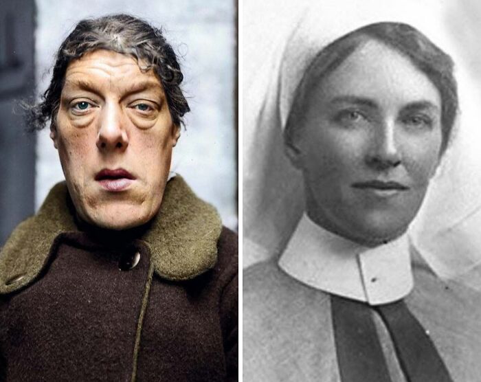 Two historical figures from the past, with one in a coat and the other in a nurse's uniform, showcasing history cool kids.
