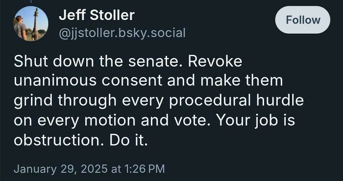Tweet showing someone boldly calling to shut down the senate, exemplifying courage to tweet what others could not.