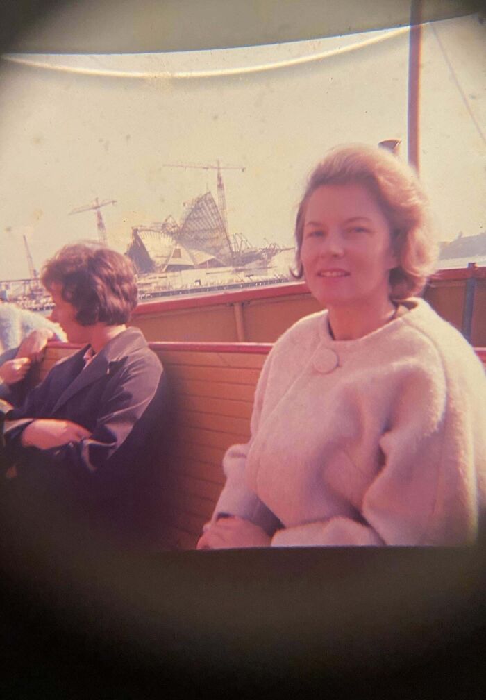 My Oma In Front Of The Sydney Opera House Mid-Construction After Immigrating To Australia