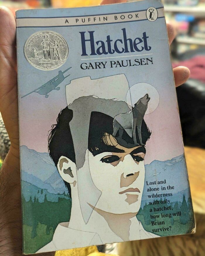 A vintage copy of "Hatchet" by Gary Paulsen, evoking old-school memories.