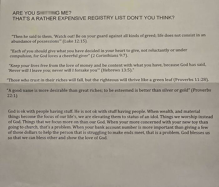 Text about wealth and divine warnings related to wedding terrible guests, with Bible verses and reflections on materialism.