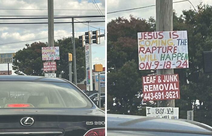 Street sign predicting an event, highlighting future predictions that aged bad.