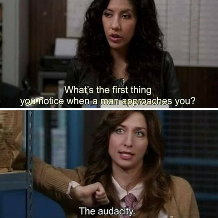 Two women discussing dating, with one humorously pointing out the audacity, capturing the essence of Tinder in your 30s.