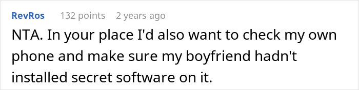Reddit comment discussing checking phones for secret software. Reddit comment discussing checking phones for secret software.