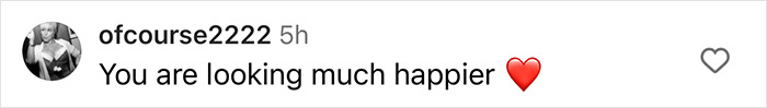 Comment on post saying, "You are looking much happier" with red heart emojis, related to "Skinny Legend" keywords. Comment on post saying, "You are looking much happier" with red heart emojis, related to "Skinny Legend" keywords.