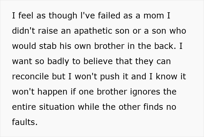 Man Calls Mom Sobbing After Catching His Brother With His GF, She Watches Her Family Fall Apart Man Calls Mom Sobbing After Catching His Brother With His GF, She Watches Her Family Fall Apart