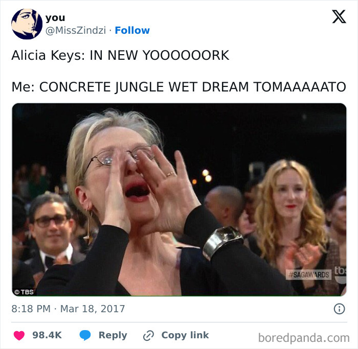 Person shouting at an event, capturing the humor of relatable millennial memes.