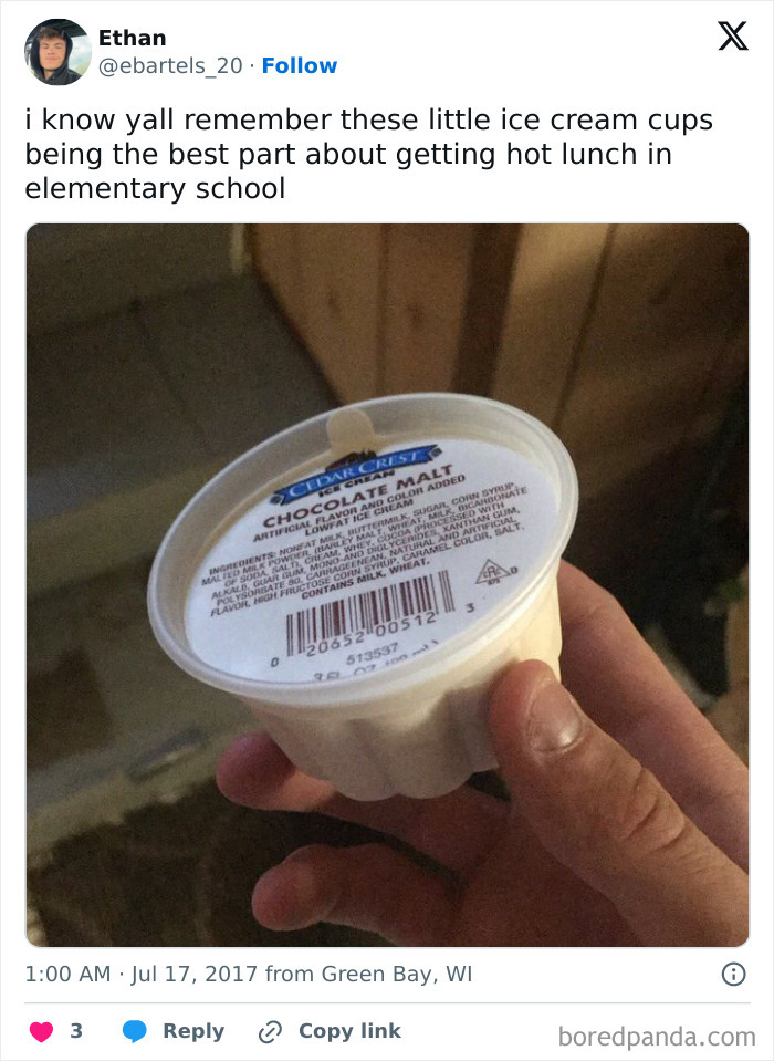A hand holding a chocolate malt ice cream cup, reminiscent of old-school items memories.