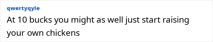 Text joking about high egg prices, suggesting raising chickens at home.