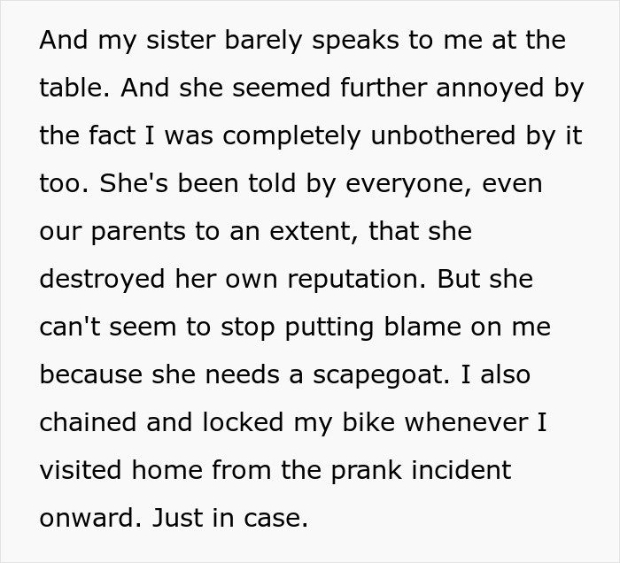 Text about a woman's actions causing a disagreement over stealing and dumping a bike, damaging her reputation. Text about a woman's actions causing a disagreement over stealing and dumping a bike, damaging her reputation.