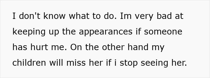 Text expressing conflict over relationships and children's feelings, related to Greedy Aunt Silverware Drama. Text expressing conflict over relationships and children's feelings, related to Greedy Aunt Silverware Drama.