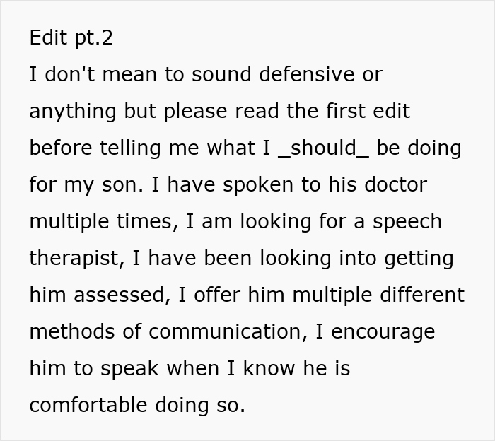 Text discussing mother's actions for non-talkative son amid neglect claims. Text discussing mother's actions for non-talkative son amid neglect claims.