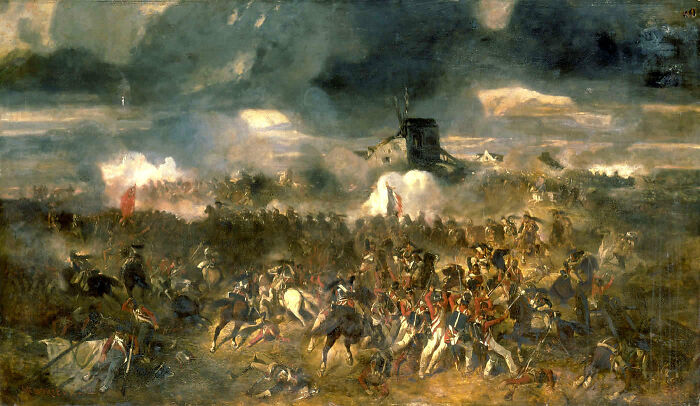 Historic battlefield scene with soldiers and horses, illustrating overlooked historical events under dramatic skies.